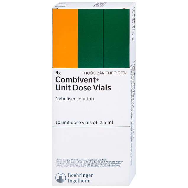 Combivent Boehringer (H/10o/2,5ml)  – Dung dịch khí dung hỗ trợ giãn phế quản hiệu quả (10 ống x 2,5 ml)