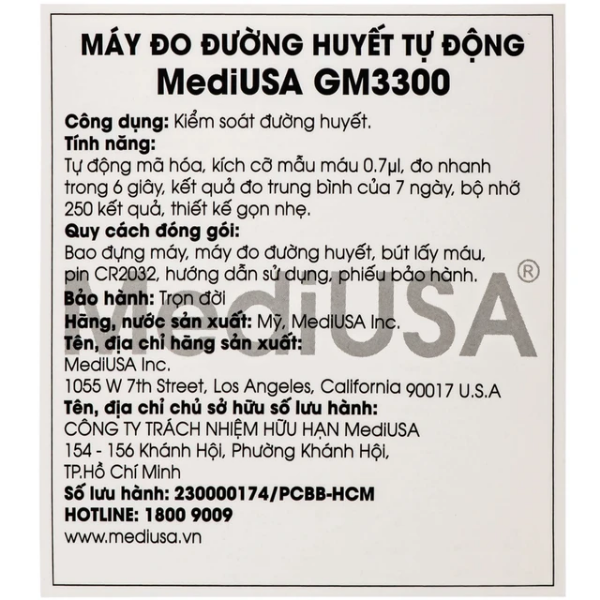 Máy đo đường huyết từ Mỹ MediUsa GM3300
